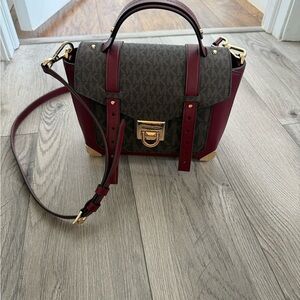 Michael Kors Red and brown Signature Satchel